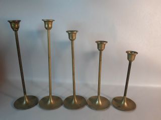 Vintage Set Of 4 Solid Brass Candle Holders 6 