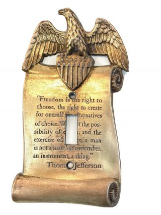 Vintage American Eagle Freedom Brass Light Switch Cover Plate Thomas Jefferson
