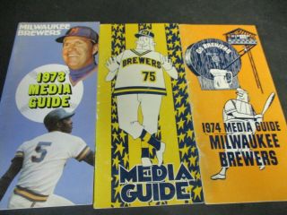 1973,  1974,  1975 Milwaukee Brewers Media Guides