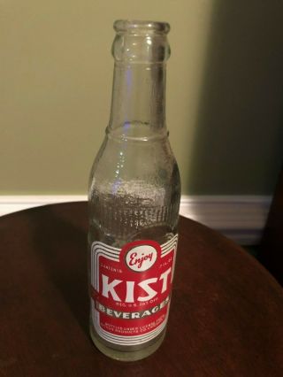 Vintage Kist Beverage Soda Bottle Glass W/ White And Red Logo 7 Fl Oz.