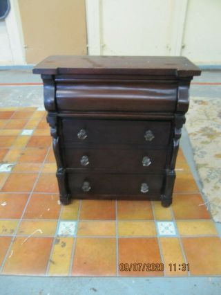 Antique Victorian Vintage Miniature Chest Of Draws With Glass Knobs