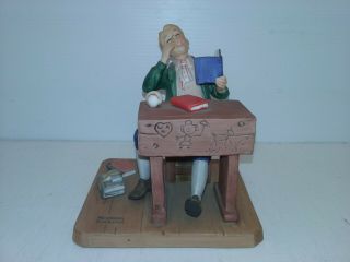Vtg Norman Rockwell " Bored Of Education " Figurine,  1982,  4 - 7/8 " X 4 - 1/4 " Base
