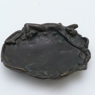 Art Nouveau Bronze Pin Tray,  Nymph Lying On A Leaf,  19th Century