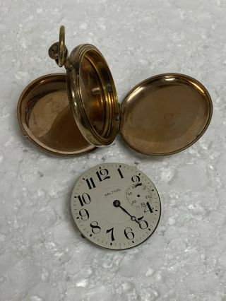 Antique Waltham Gold 15 Jewels Open Face Pocket Watch For Repair Or Parts