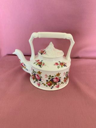 Vintage Arthur Wood Staffordshire England Floral Pink Rose Bouquet Teapot O