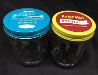 Vintage Glass Peanut Butter Jars Skippy & Peter Pan 3.  25”