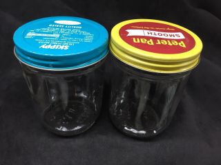 Vintage Glass Peanut Butter Jars Skippy & Peter Pan 3.  25” 2