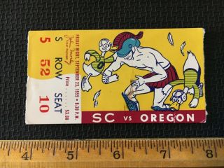 1955 College Football Ticket Stub Los Angeles Coliseum Oregon Vs Usc