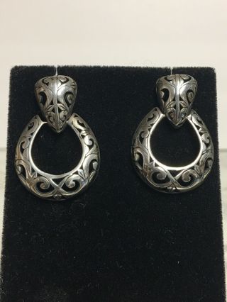 Vintage Sterling Silver Pierced Earrings Doorknocker