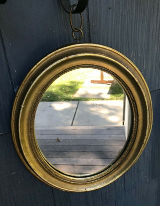 Antique/vintage Borghese Oval Wall Mirror Gold Gilt Wooden Framed -