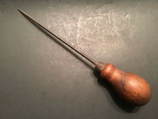 Vintage Wood Handle Pick - Scratch/ Punch Awl -