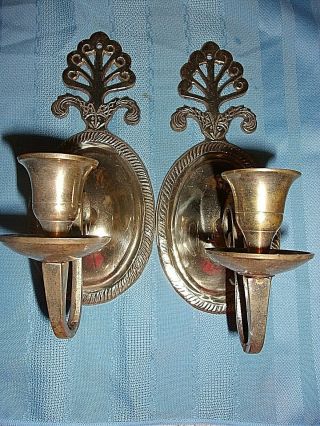 Vintage Brass Wall Sconces Candle Holders Decor 8 "