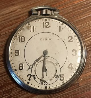 Antique 1927 Elgin 14k G.  F.  Pocket Watch 17 Jewels Size 12 -