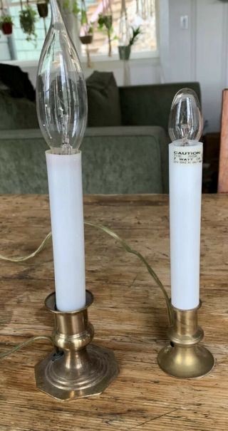 Vintage Brass Electric Chamberstick Candlestick Lamp 7” Tall