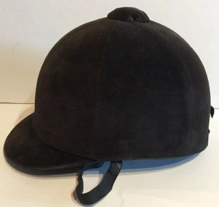 Vintage English Riding Helmet Hat Size 7 1/8 58 Tress England Black Velvet