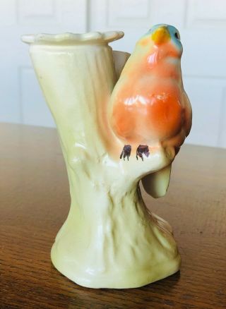 Vintage Bird On Log Tree Candle Holder Bud Vase Czechoslovakia Dime Mark Czech