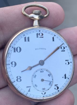 Antique 12s Gold Filled Illinois Autocrat 17j Pocket Watch 25 Year Case