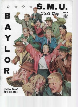 1954 Smu Mustangs C.  Baylor Bears Football @ Cotton Bowl Game Program.  Nm