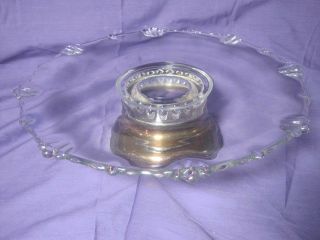 Antique/vintage 13 1/2 " X 3 1/2 " Cake Plate Glass Silver Plated Pedestal Base