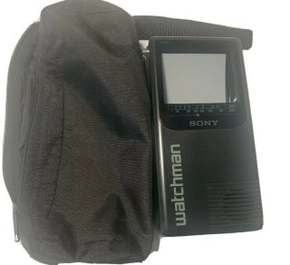 Vintage Sony Watchman Black & White Portable Tv Model Fd - 230 1993 With Case Work