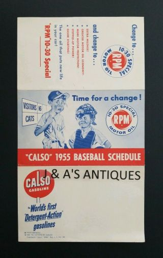 1955 Calso Gasoline American & National League Schedule Baseball