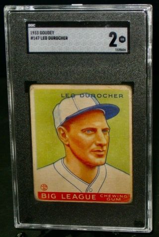 1933 Goudey Leo Durocher Baseball Card 147 Sgc 2 Good Antique St.  Louis