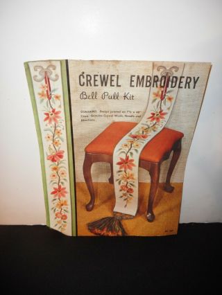 Vintage Elsa Williams Crewel Embroidery Bell Pull Kit 269 Jacobean Wool Yarns
