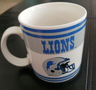 Vintage Detroit Lions Coffee Ceramic Mug Cup By Russ Team Nfl Football Mancave