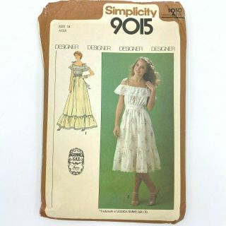 Vintage 1979 Simplicity 9015 Gunne Sax Prairie Dress Size 14 Uncut Pattern Pt