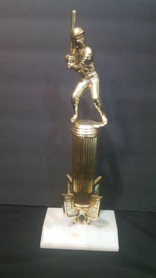 Vintage Baseball Trophy With Marble Base 14 