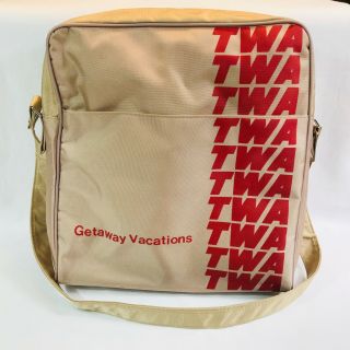 Vintage Twa Airlines Getaway Vacations Flight Carry On Large Tote Bag