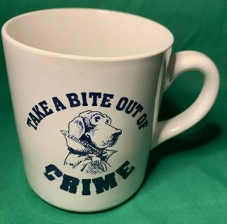Vintage Mcgruff The Crime Dog Coffee Mug " Take A Bite Out Of Crime " White/blue