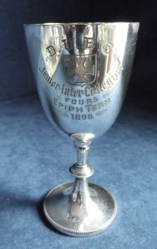 6 " Silver Plated Durham University Boat Club Wine Goblet D.  D.  1896
