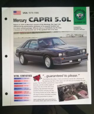 Imp 1979 - 86 Mercury Capri 5.  0 Information Brochure Hot Cars Mustang Get Fox Body