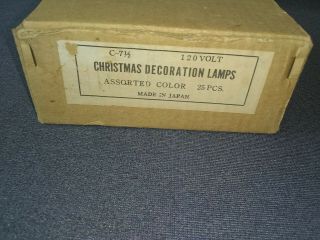 Vintage Box Of 25 - C - 7 1/2 Christmas Decoration Lamps,  Assorted Colors.  Nos