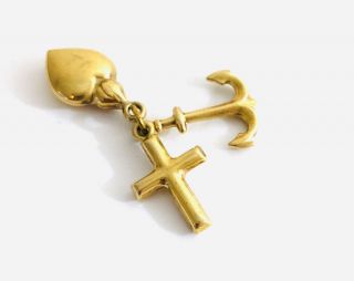 Antique 9ct Gold Faith Hope Charity Charm,  375,  9k