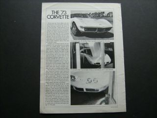 1973 Corvette Prototype Nose - - Vintage Chevrolet Photos From Car & Driver 1972