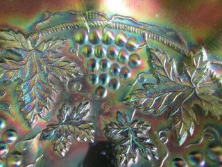 Dish Carnival Glass Iridescent Grapes Trinket Candy Bowl Northwood Antique 2