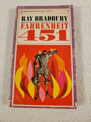 Ray Bradbury Fahrenheit 451 Vintage Paperback 1967 Ballantine Joe Mugnaini Art