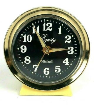 Vintage Equity Minibell Wind Up Luminous Alarm Clock Almond,  Gold,  Black Face