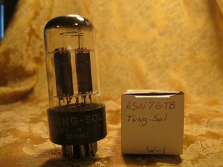 Vintage Tung - Sol 6sn7gtb Black Plates Tall Bottle Tube D Getter Test Good