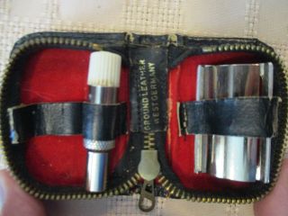 Vintage Gillette Travel Safety Razor Kit Mini West Germany Leather Case