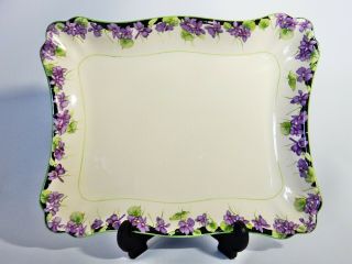 Antique Art Deco 1936 Royal Doulton Violets Serving Display Tray Dish Plate 3439