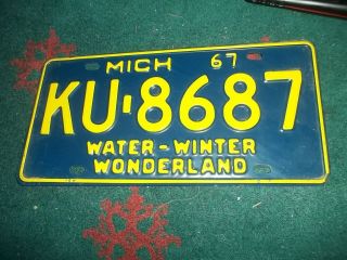 Michigan License Plate 1967 Water Winter Wonderland