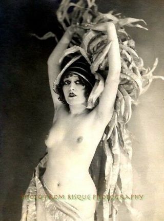 Nude Woman Chorus Girl 8.  5x11 " Vintage Lovely Naked Female French Postcard Image