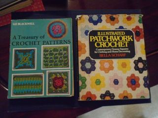 Vintage 1970s Illustrated Patchwork Crochet Pattern Books
