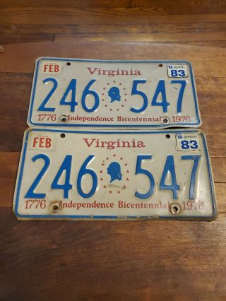 Set Of 1976 Virginia Bicentennial License Plates