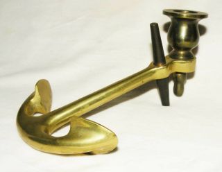 Vintage Brass Nautical Anchor Candle Holder 3 1/4 Tall X 6.  5 " Long