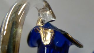 PAIR ANTIQUE VICTORIAN ART NOUVEAU GILT DECORATIVE JUGS COBALT BLUE GLASS 3