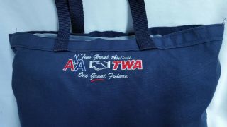 American Airlines Twa Two Great Airlines One Great Future Blue Cotton Bag Sack